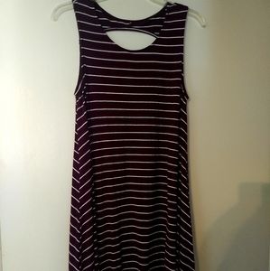 Maroon and white striped shift dress